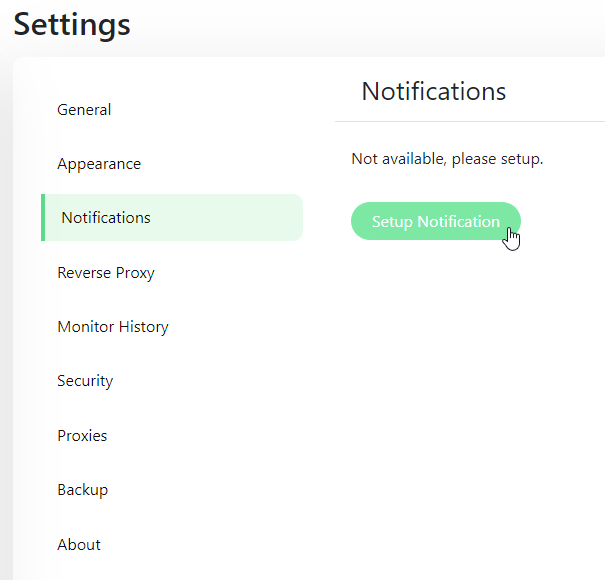 Uptime Kuma Settings